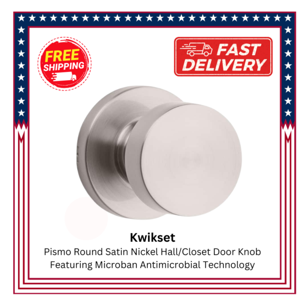 Kwikset Pismo Round Satin Nickel Hall/Closet Door Knob Featuring Microban