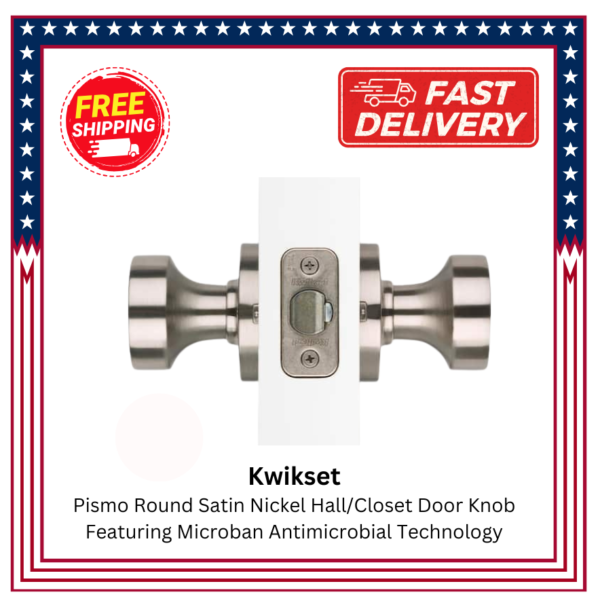 Kwikset Pismo Round Satin Nickel Hall/Closet Door Knob Featuring Microban