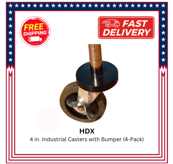 HDX 4 in. Industrial Casters Wheels with Bumper (4-Pack)