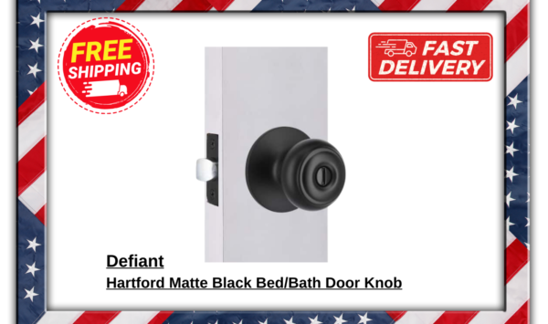 Defiant Hartford Matte Black Bed/Bath Door Knob – Privacy Lock for Interior Door