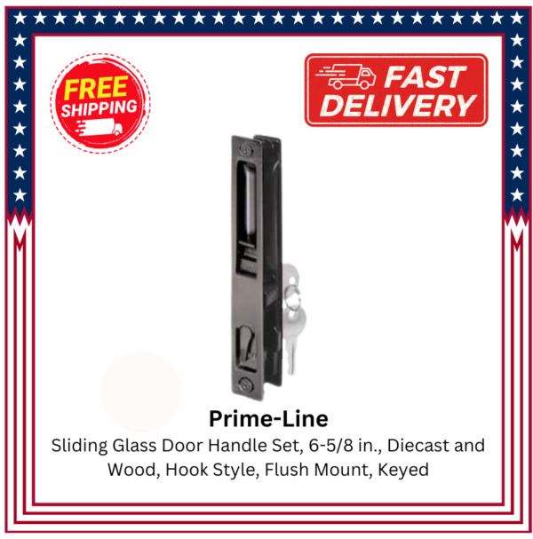 PRIME-LINE Sliding Glass Door Handle Set, 6-5/8 in., Diecast & Wood, Hook Style