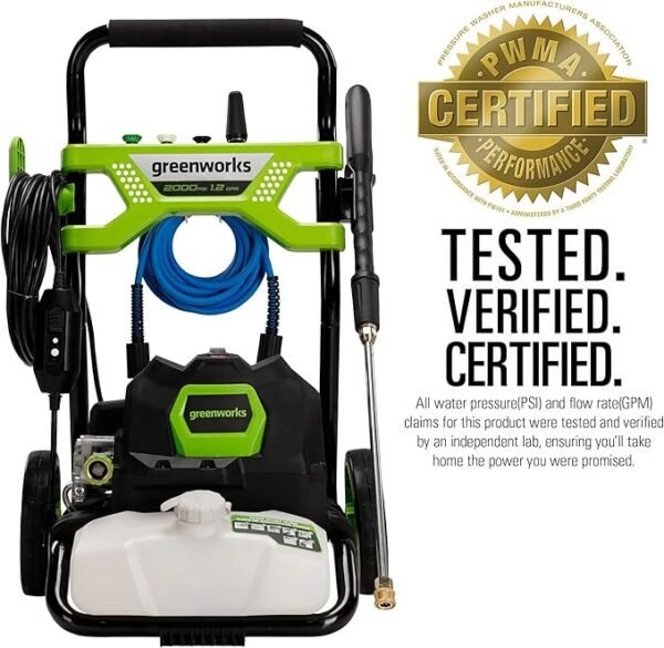 Greenworks 2000 PSI 1.2 GPM Open Frame Electric Pressure Washer (Model: GPW2003)
