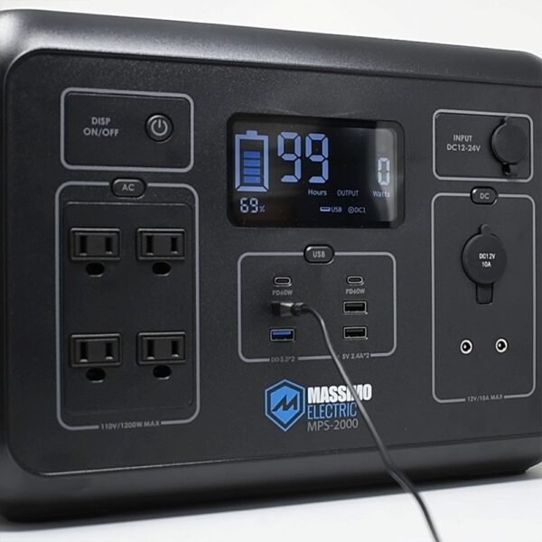 Massimo 2000W Portable Power Station | High-Capacity, Pure Sine Wave Backup Power Solution