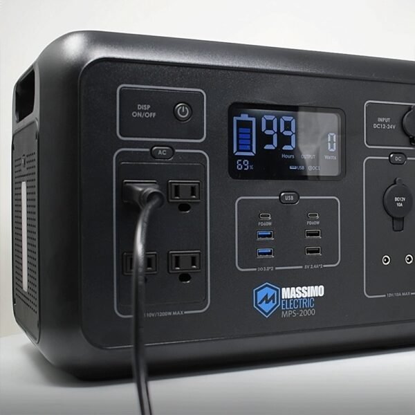 Massimo 2000W Portable Power Station | High-Capacity, Pure Sine Wave Backup Power Solution