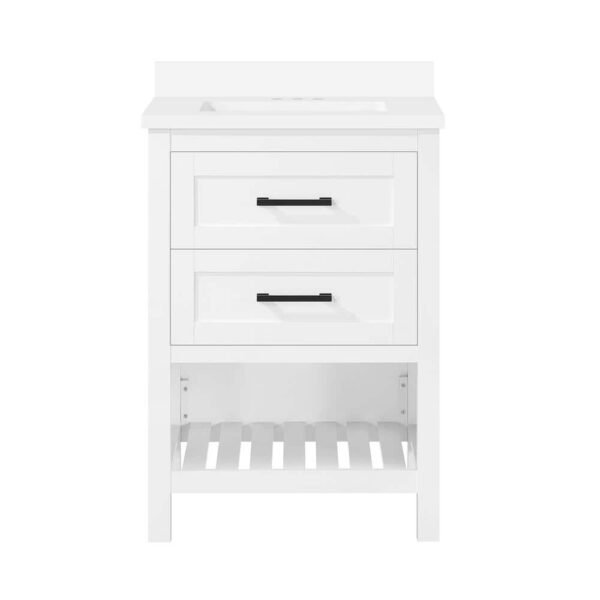 Home Decorators Collection Autumn 24 in. Single Sink White Bath Vanity with White Engineered Stone Top (Assembled)